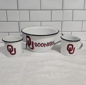 OU Game Day Enamel Bowl and Mugs Set